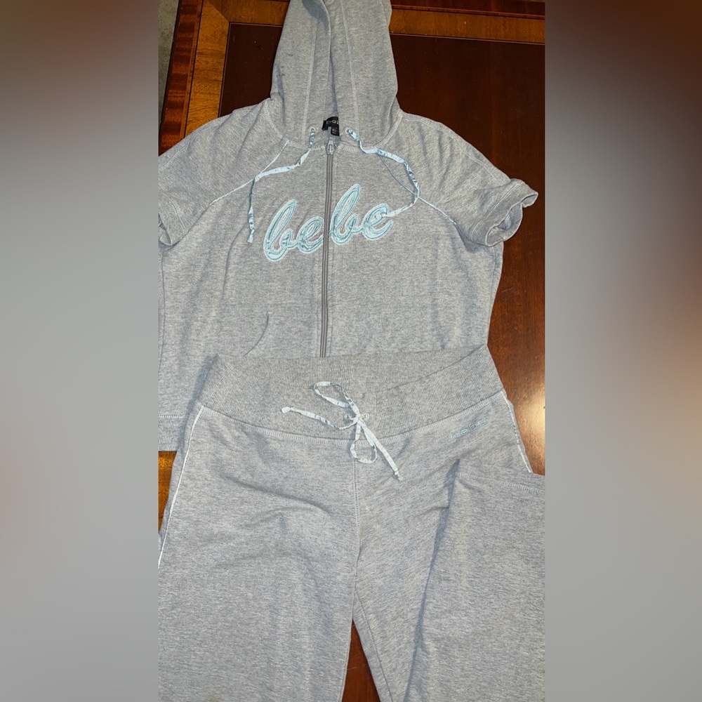 Vintage Bebe Y2K Gray Lounge Set Hoodie & Capri Pants - Picture 10 of 16